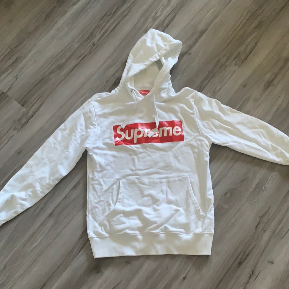 Authentic Supreme White Hoodie M